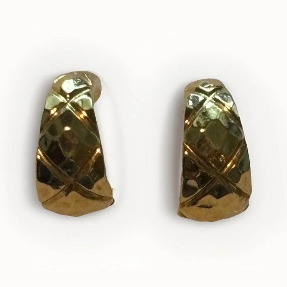 Vintage 90s Liz Claiborne Goldtone C Hoop Earrings Pierced Signed LCI Jewelry